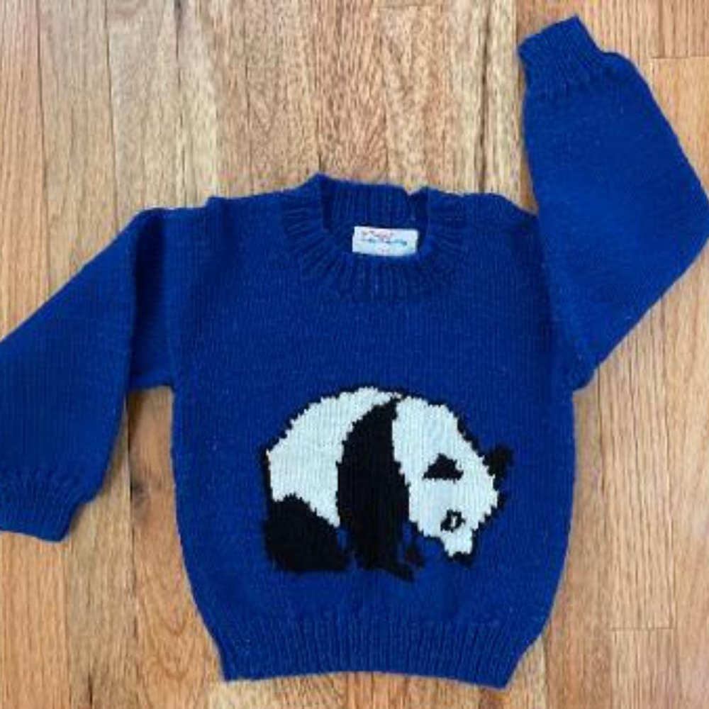 Hand Knitted Children's Sweater Panda Design